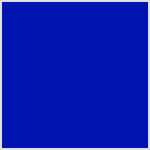 0014AF Hex Color Image (BLUE, INTERNATIONAL KLEIN BLUE)