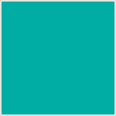 00ADA4 Hex Color Image (AQUA, LIGHT BLUE, PERSIAN GREEN)