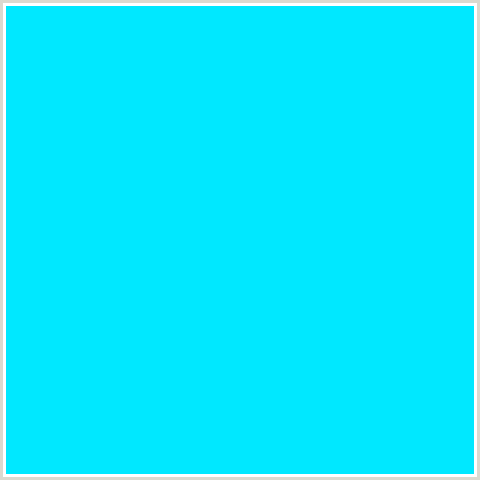 00E8FF Hex Color Image (CYAN, LIGHT BLUE)