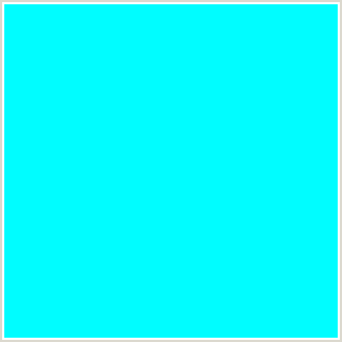 00FDFF Hex Color Image (CYAN, LIGHT BLUE)