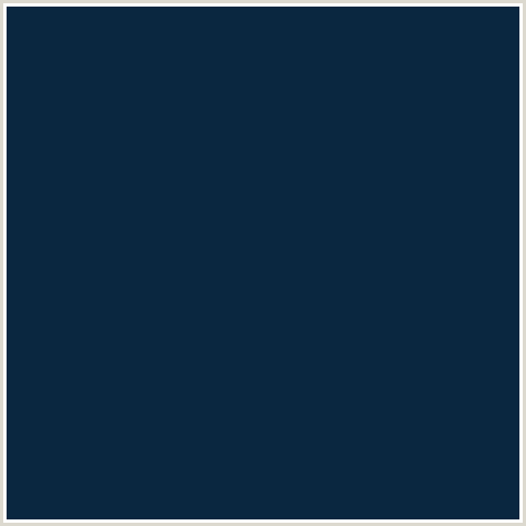 0A2740 Hex Color Image (BLUE, MIDNIGHT BLUE, TIBER)