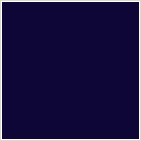 0D0636 Hex Color Image (BLACK ROCK, BLUE, MIDNIGHT BLUE)