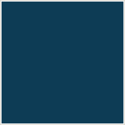 0D3C55 Hex Color Image (BLUE, MIDNIGHT BLUE, TARAWERA)