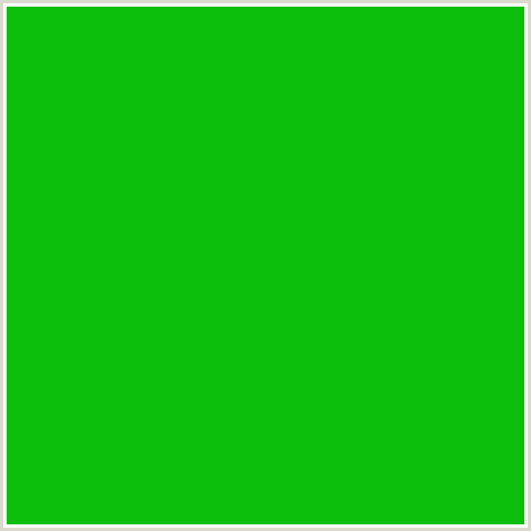 0DBF0D Hex Color Image (GREEN, MALACHITE)