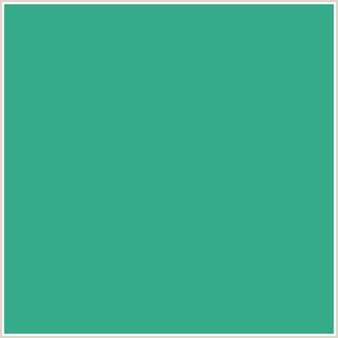 36AB8A Hex Color Image (BLUE GREEN, KEPPEL)