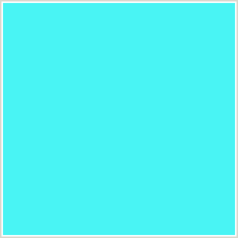 49F4F4 Hex Color Image (LIGHT BLUE, TURQUOISE BLUE)