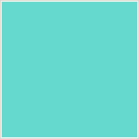 66D9CF Hex Color Image (AQUA, LIGHT BLUE, TEAL, VIKING)