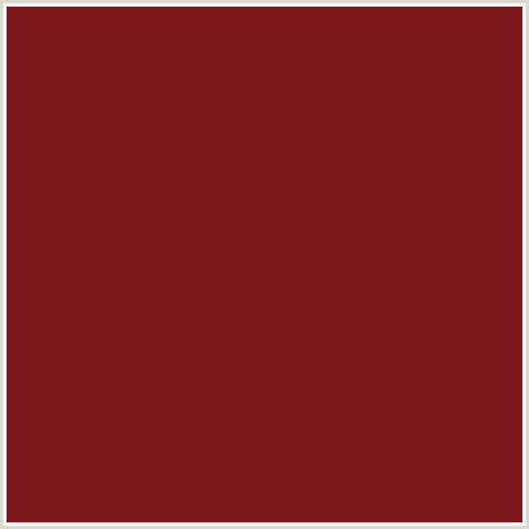 7F171F Hex Color Image (MERLOT, RED)