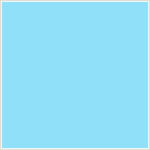 91E0FA Hex Color Image (BABY BLUE, LIGHT BLUE, MALIBU)