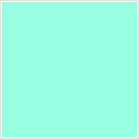 97FFE2 Hex Color Image (AQUAMARINE, BLUE GREEN)