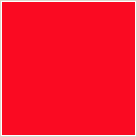 FA0A22 Hex Color Image (RED, TORCH RED)