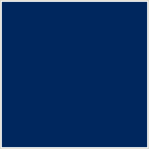 00275E Hex Color Image (BLUE, MIDNIGHT BLUE)
