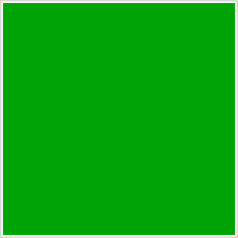 00A305 Hex Color Image (GREEN, JAPANESE LAUREL)