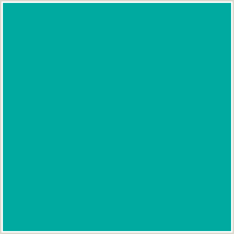 00AAA0 Hex Color Image (AQUA, LIGHT BLUE, PERSIAN GREEN)