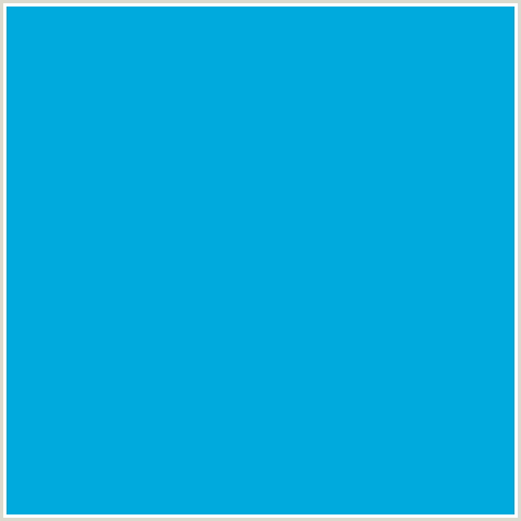 00AADD Hex Color Image (CERULEAN, LIGHT BLUE)