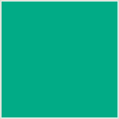 00AC88 Hex Color Image (BLUE GREEN, PERSIAN GREEN)
