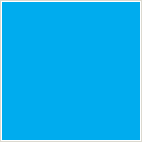 00ACEE Hex Color Image (CERULEAN, LIGHT BLUE)