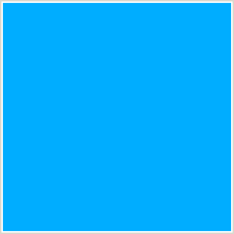 00ADFF Hex Color Image (AZURE RADIANCE, LIGHT BLUE)
