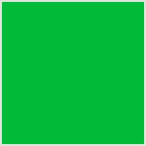 00BA38 Hex Color Image (GREEN, JADE)