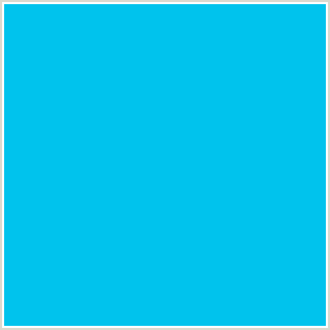 00C3ED Hex Color Image (LIGHT BLUE, ROBINS EGG BLUE)