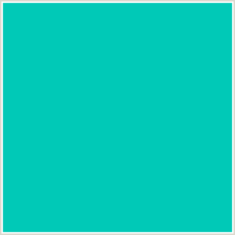 00C9B7 Hex Color Image (AQUA, LIGHT BLUE, ROBINS EGG BLUE)