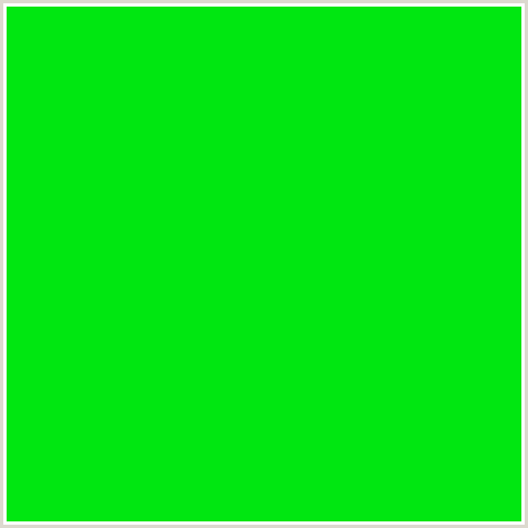 00E711 Hex Color Image (GREEN)