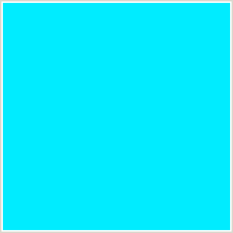 00ECFF Hex Color Image (CYAN, LIGHT BLUE)