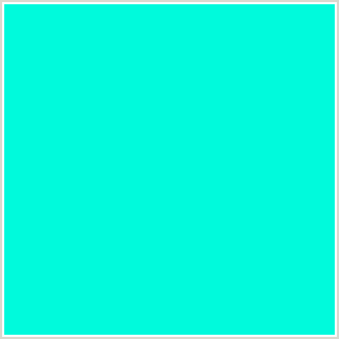 00FADC Hex Color Image (BLUE GREEN, BRIGHT TURQUOISE)