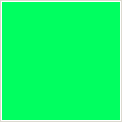 00FF60 Hex Color Image (GREEN BLUE, SPRING GREEN)