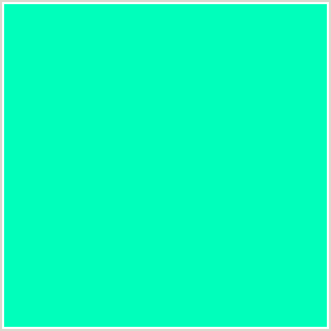 00FFBB Hex Color Image (BLUE GREEN, BRIGHT TURQUOISE)