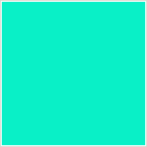 09F0C7 Hex Color Image (BLUE GREEN, BRIGHT TURQUOISE)