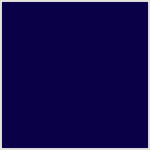 0A0047 Hex Color Image (BLUE, MIDNIGHT BLUE, STRATOS)