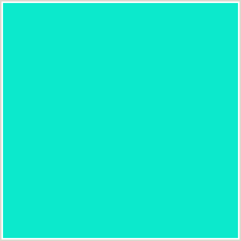 0CE9CC Hex Color Image (BLUE GREEN, BRIGHT TURQUOISE)