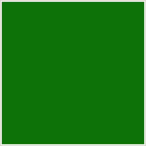 0D7207 Hex Color Image (FOREST GREEN, GREEN, JAPANESE LAUREL)
