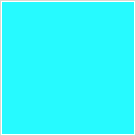 26FAFF Hex Color Image (CYAN, LIGHT BLUE)