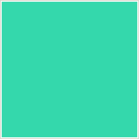 34D8AC Hex Color Image (BLUE GREEN, TURQUOISE)