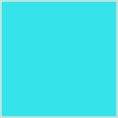 34E4EA Hex Color Image (LIGHT BLUE, PICTON BLUE)