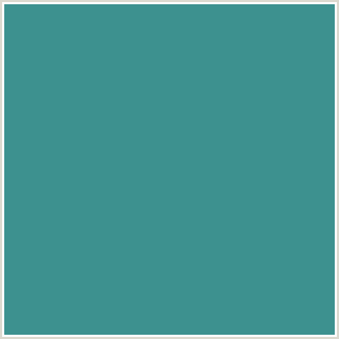 3D918F Hex Color Image (AQUA, LIGHT BLUE, PARADISO)