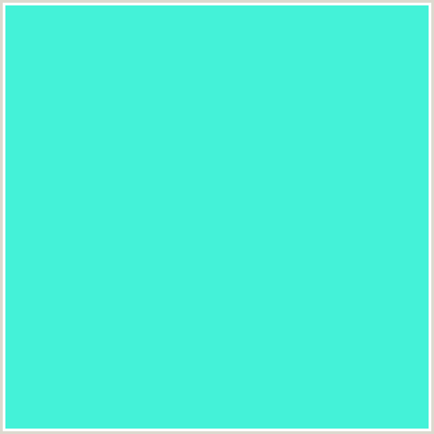 44F2D8 Hex Color Image (BLUE GREEN, TURQUOISE BLUE)