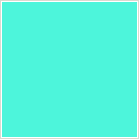 4DF5DB Hex Color Image (BLUE GREEN, TURQUOISE BLUE)