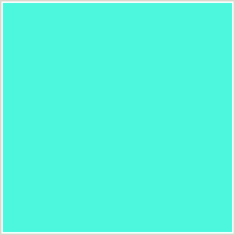 4DF7DE Hex Color Image (AQUAMARINE, BLUE GREEN)
