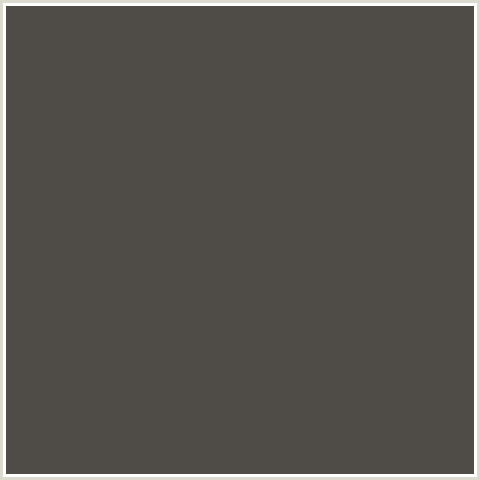 4F4C47 Hex Color Image (BROWN, FUSCOUS GRAY, ORANGE)