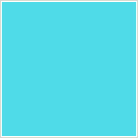 4FDBE7 Hex Color Image (LIGHT BLUE, TURQUOISE BLUE)