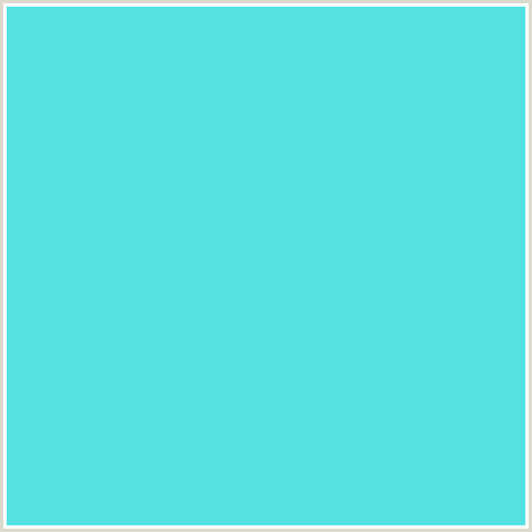 53E1E1 Hex Color Image (LIGHT BLUE, TURQUOISE BLUE)