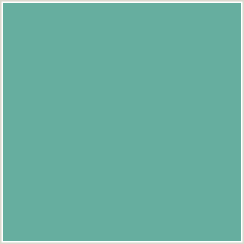 66AE9F Hex Color Image (BLUE GREEN, TRADEWIND)