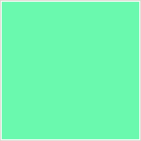 6AF9AE Hex Color Image (AQUAMARINE, GREEN BLUE)