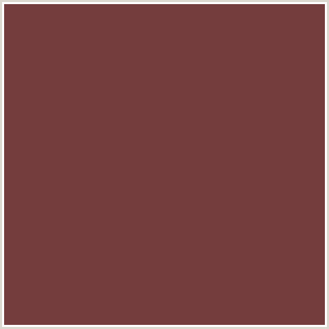 743D3D Hex Color Image (CRIMSON, LOTUS, MAROON, RED)