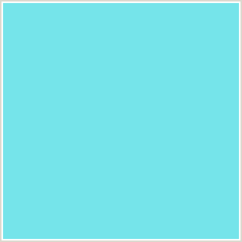 75E4EA Hex Color Image (LIGHT BLUE, SPRAY, TEAL)