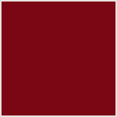7A0713 Hex Color Image (DARK BURGUNDY, RED)