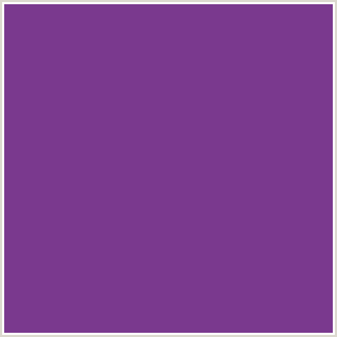 7A398E Hex Color Image (PURPLE, VIOLET, VIVID VIOLET)